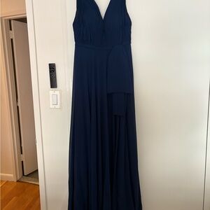 Elegant Navy Blue Evening Gown by Ieena for MacDuggal